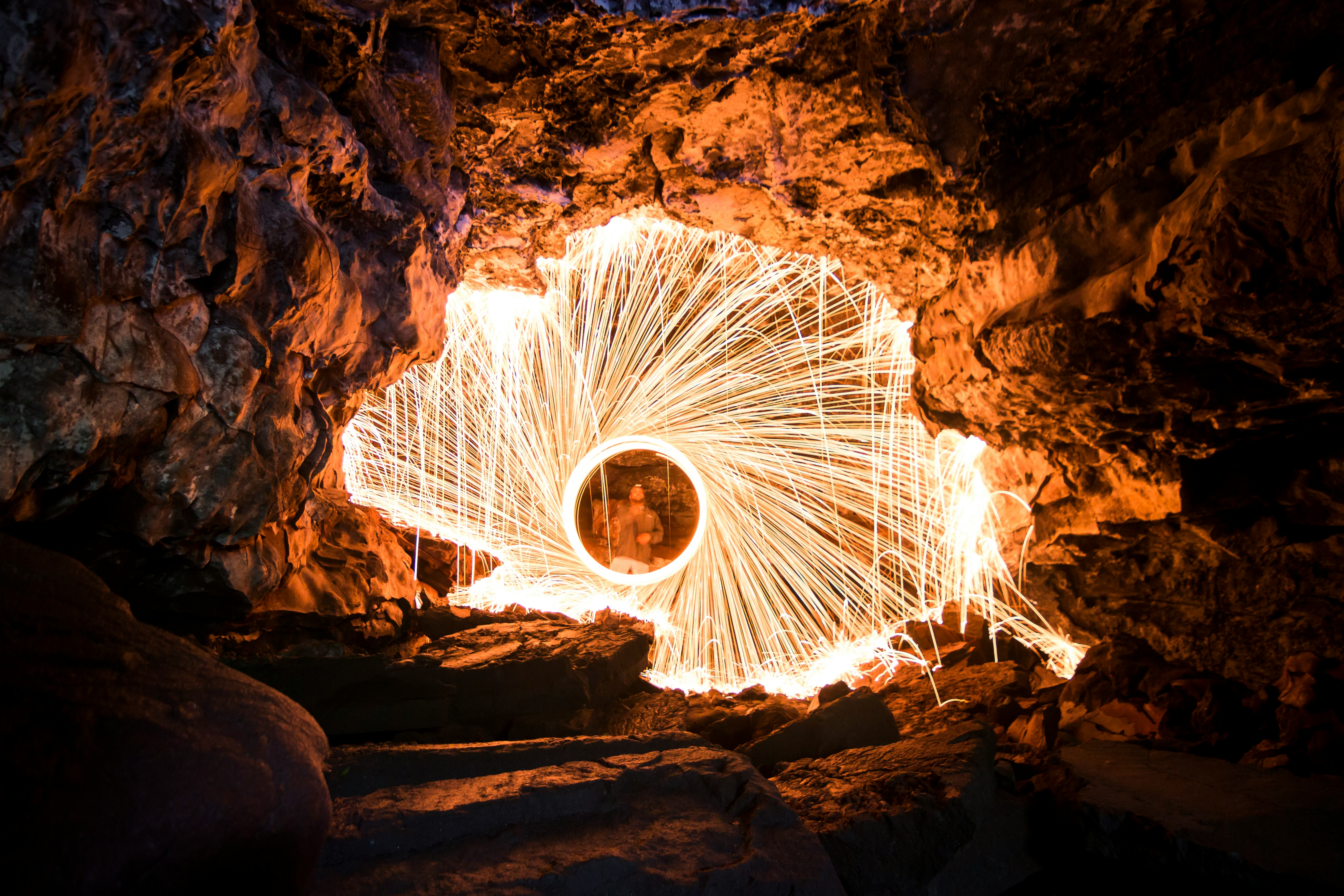 steel wool photography of fire dance